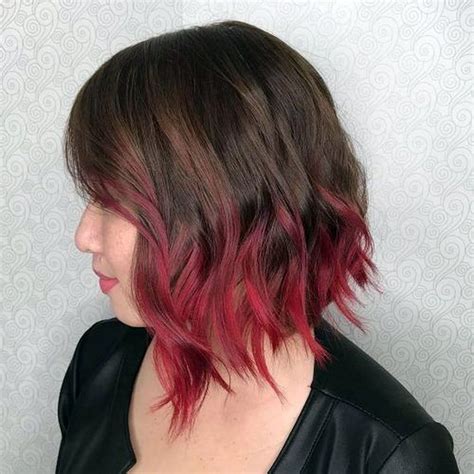 dark brown to red ombre short hair|shoulder length red ombre hair.